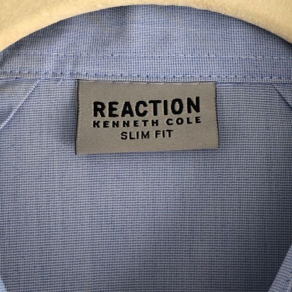 Reaction Kenneth Cole Long Sleeve Button Down Shirt Size 16.5 GUC Blue - Picture 3 of 8